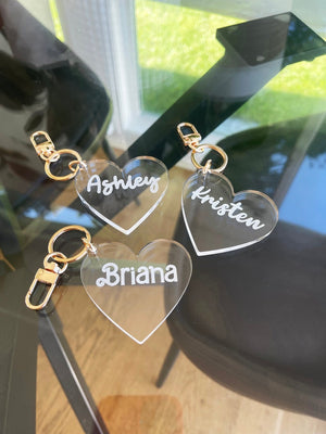 Custom acrylic name keychain/ Acrylic heart keychain/ Heart name keychain/ Name keychain/ Engraved name keychain/ Personalized name gift