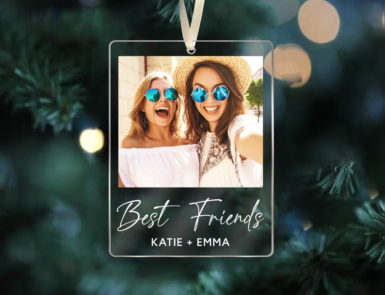 Personalized Best Friend Ornament, Custom Photo Besties Acrylic Ornament, Best Friend Christmas Gift, Sister Ornament, Friendship Keepsake