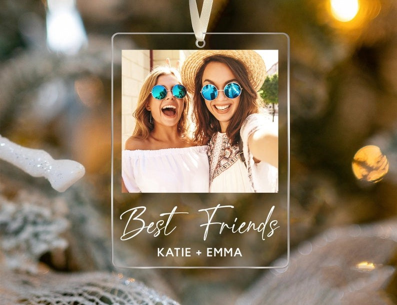 Personalized Best Friend Ornament, Custom Photo Besties Acrylic Ornament, Best Friend Christmas Gift, Sister Ornament, Friendship Keepsake