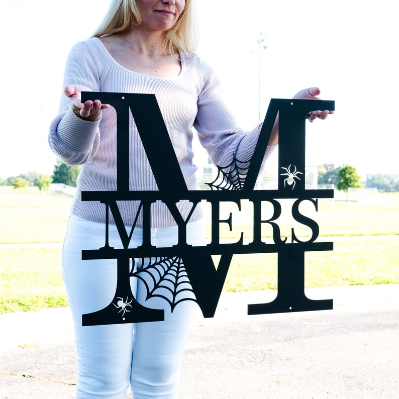 Personalized Halloween Alphabet Letters | Halloween Family Name Sign | Spooky Last Name Letter Monogram, Custom Metal Fall Autumn Home Decor