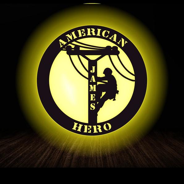 Lineman LED sign, Handmade Lineman Gift, Custom Neon sign, Journeyman, 3D Line-worker Custom Wall decoration, IBEW wall sign,