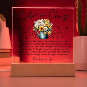 Sister in Christ Floral Friendship Plaque, Christian Mentor Gift Thank You Gift Women Faith Gifts Christian Friend Religious Gift Gardening