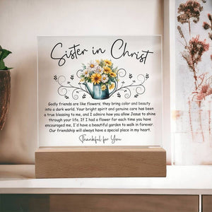 Sister in Christ Floral Friendship Plaque, Christian Mentor Gift Thank You Gift Women Faith Gifts Christian Friend Religious Gift Gardening