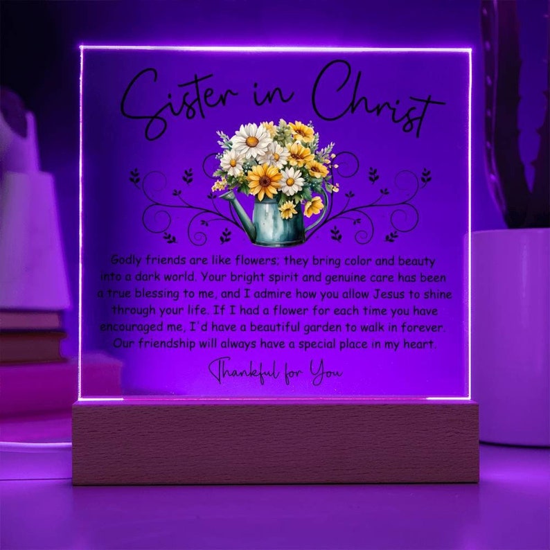 Sister in Christ Floral Friendship Plaque, Christian Mentor Gift Thank You Gift Women Faith Gifts Christian Friend Religious Gift Gardening