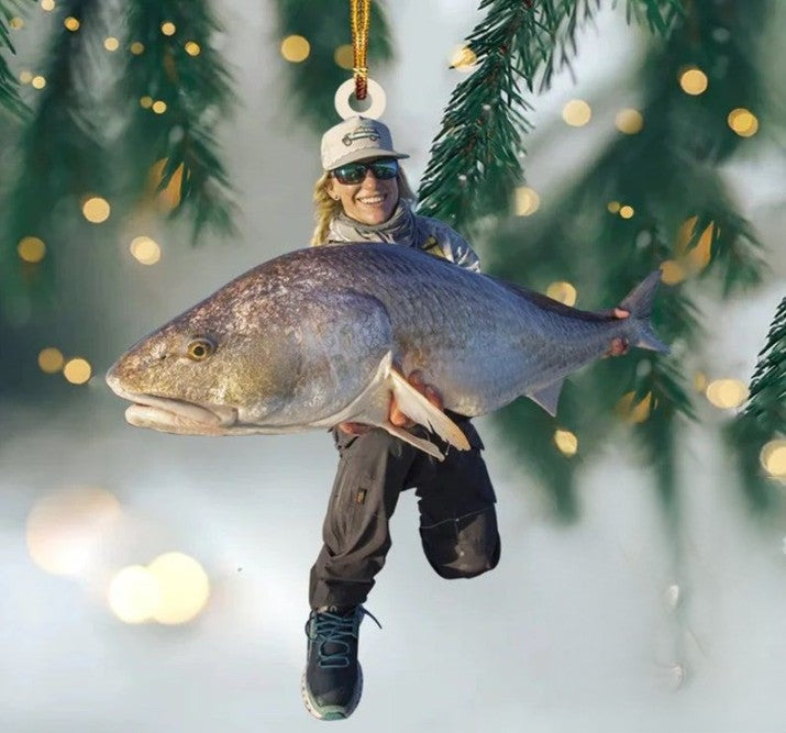 Custom Fishing Photo Ornament, Ornaments Christmas Personalized, Fishing Ornament Christmas, Picture Acrylic Ornament, Fishing Ornament