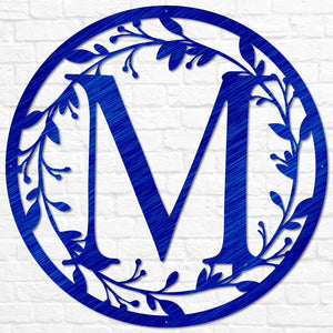 Metal Circle Letter Monogram with Vines | Wall Monogram Sign | Couples Gift | Letter Decor, Letter Vine Monogram | Wedding Gift, Metal Sign