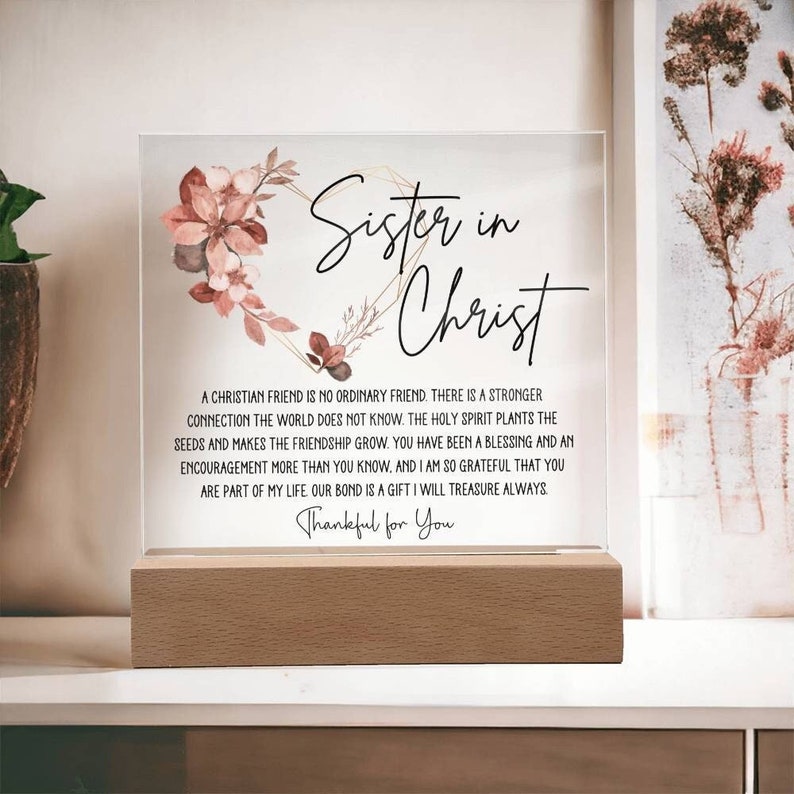 Sister in Christ Friendship Gift Plaque, Thankful for You Gift for Women Faith Gift for Friend Christian Thank you Religious Friend Gift