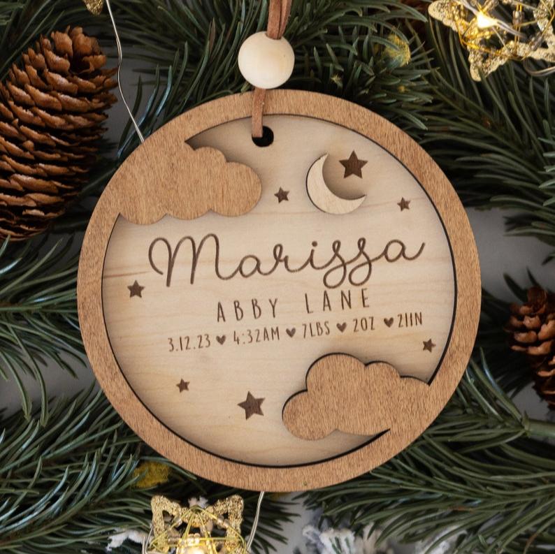 Baby's First Christmas | Custom Ornament | Birth Announcement | 2023 Ornament | 1st Christmas | Baby Keepsake | Newborn Christmas