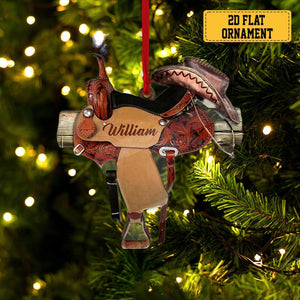 Personalized Horse Saddle Ornament For Horse Lovers, Custom Cowboy Cowgirl Saddle Acrylic Ornament, Christmas Gift For Horse Racer