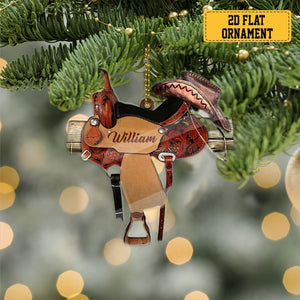 Personalized Horse Saddle Ornament For Horse Lovers, Custom Cowboy Cowgirl Saddle Acrylic Ornament, Christmas Gift For Horse Racer