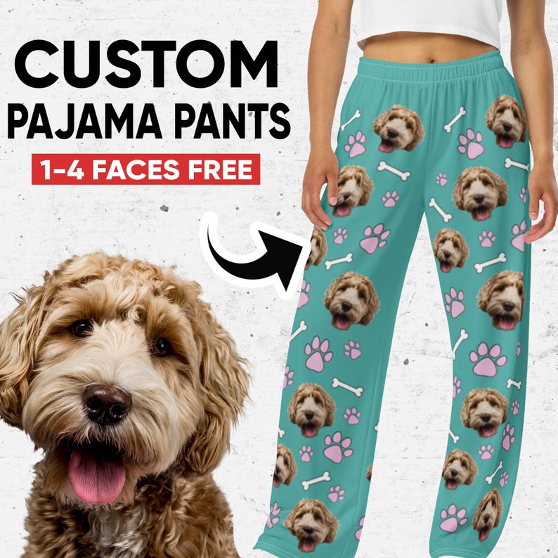 Personalized Dog Face Pajama Pants: Custom Pet Photo PJs