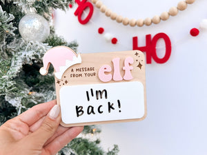 Message from your Elf Sign, Elf accessory, Dry Erase Board Reusable Elf Prop, Christmas Decor, Mini Elf Dry Erase Board, Elf Kit Idea