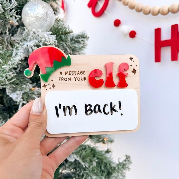 Message from your Elf Sign, Elf accessory, Dry Erase Board Reusable Elf Prop, Christmas Decor, Mini Elf Dry Erase Board, Elf Kit Idea