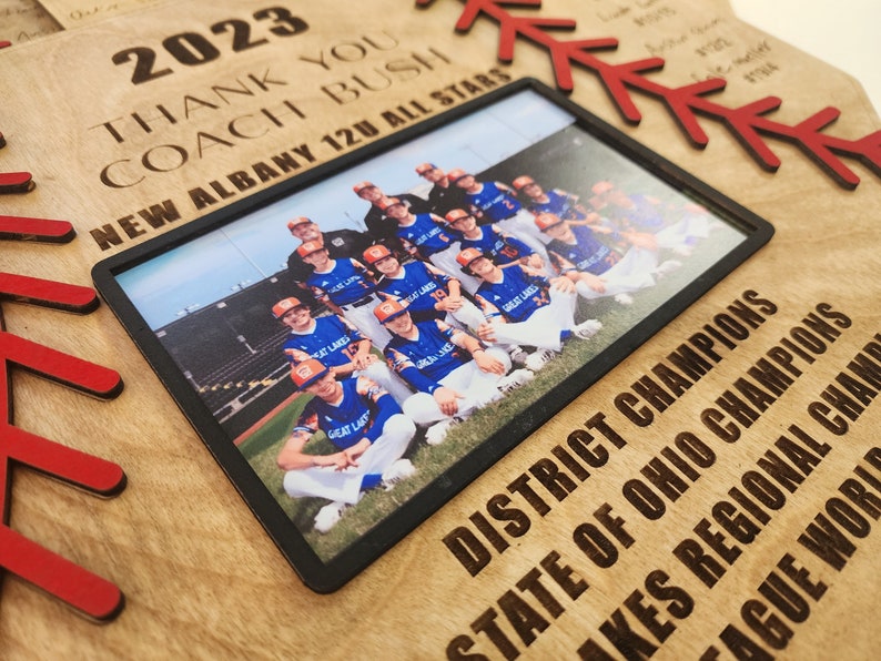 Customizable Baseball Plaque Frame, Thank You Coach 2023, Team picture frame, End of Season Coach Gift, Custom Senior gift or Coach Gift,
