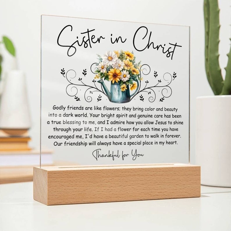 Sister in Christ Floral Friendship Plaque, Christian Mentor Gift Thank You Gift Women Faith Gifts Christian Friend Religious Gift Gardening