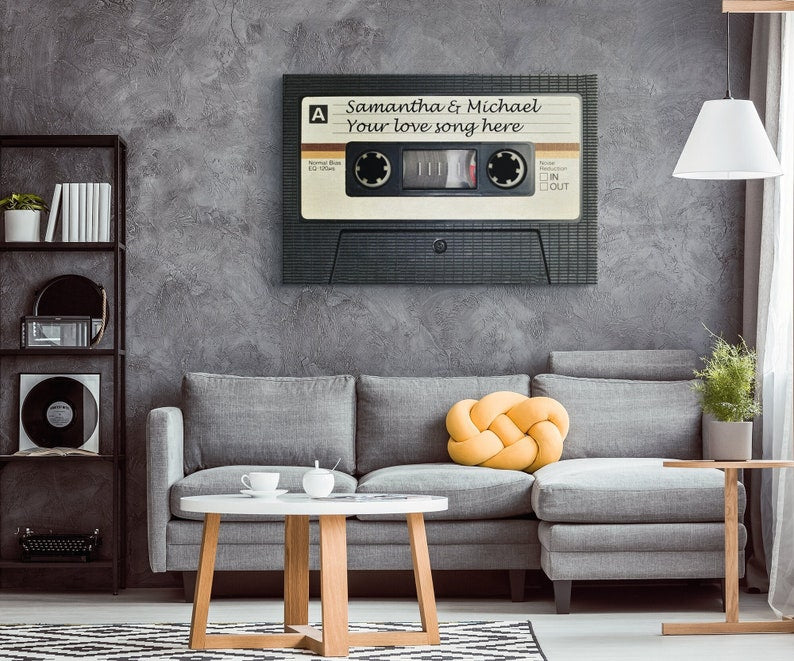 Personalized Cassette Tape Wall Art: Custom Name & Text