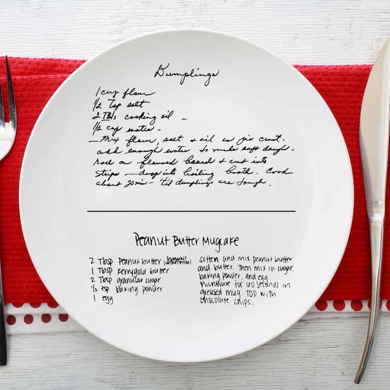 Personalized Handwritten Recipe Plate: Photo Picture Plate, Kitchen Gift