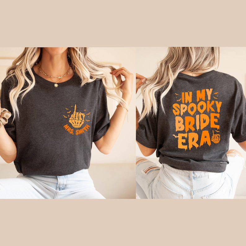 In My Spooky Bride Era Shirt, Cute Perfect Gift, Halloween Bride Tee, Engagement Gift, Bachelorette Party, Bridal Shower Gift, Wedding Gift