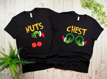 Chest And Nuts Couples Christmas T-Shirt, Funny Christmas Shirt, Couples Christmas Sweatshirts, Christmas Humor, Holiday Tee, Funny Saying