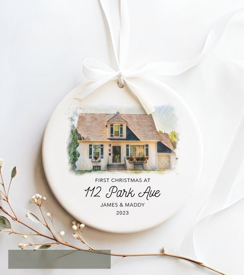 New Home Ornament - Personalized New Home Christmas Ornament - Watercolor Photo Ornament