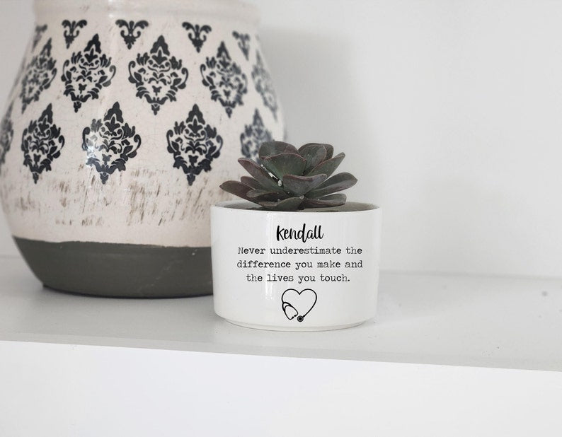Nurse Gift, Personalized Planter Gift, Custom Flower Pot, Healthcare Worker Appreciation, Thank You Gift, Ceramic Planter, RN Gift