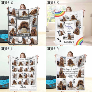 Custom Pet Photo Collage Memorial Fleece Blanket