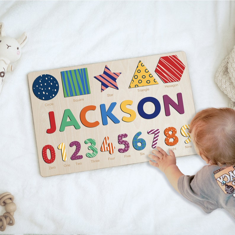 Baby Gift for Girls Personalized Wooden Name Puzzle: Custom Baby Shower Gift for Baby Boys and Girls - Personalized Toy for Toddlers
