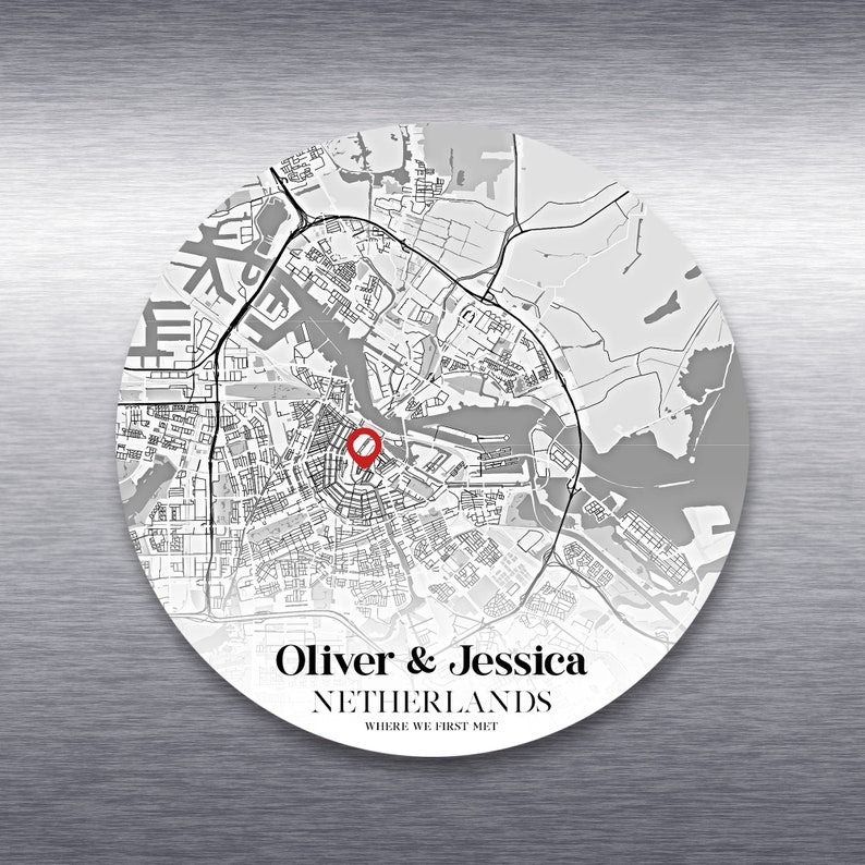 Personalised Map Fridge Magnet | Custom Where it all Began City Map | Wedding, Anniversary, Valentines, Christmas Gift for her / him