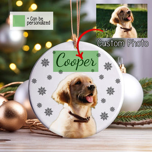 Custom Dog Picture Christmas Ornament, Personalized Dog Picture Ceramic Ornaments, Dog Owner Christmas Gifts, Dog Lover Christmas Gift Ornaments