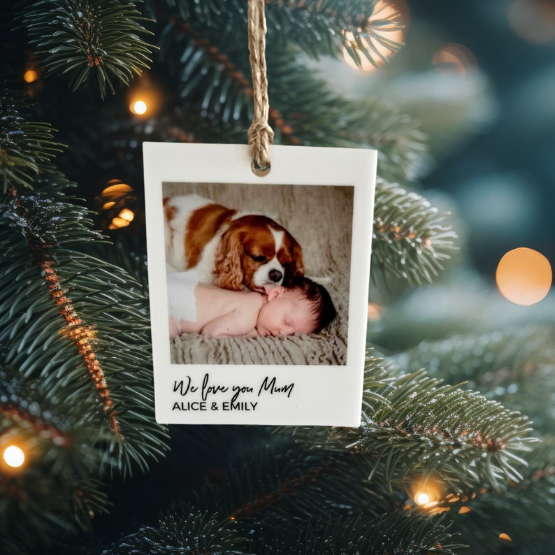 Personalised Photo Car Ornament | Hanging Polaroid Decoration| Photo Bauble Any Image | My Photo on Ornament | Bestie Photo Ornament