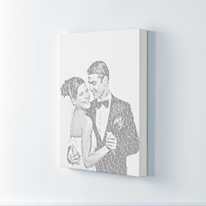 Wedding Song Lyrics from Photo Personalized First Dance Favorite Song Canvas Print 1st Anniversary Custom Sign Framed Fathers Day Gift