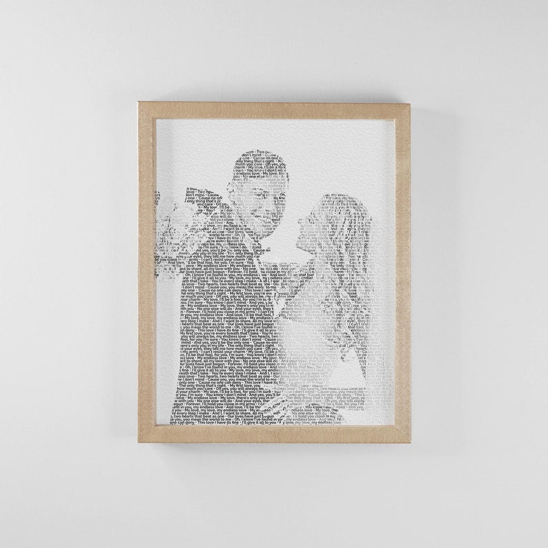 Wedding Song Lyrics from Photo Personalized First Dance Favorite Song Canvas Print 1st Anniversary Custom Sign Framed Fathers Day Gift