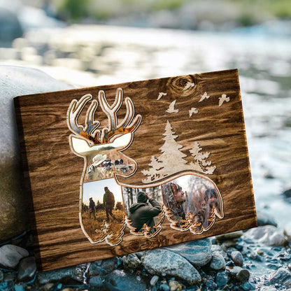 Personalized Deer Hunting Photo Collage Canvas, Father's Day Gifts For Dad, Hunting Buddy Gifts, Deer Hunter Gifts For Husband, Grandpa, Son
