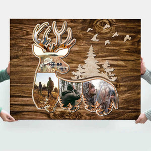 Personalized Deer Hunting Photo Collage Canvas, Father's Day Gifts For Dad, Hunting Buddy Gifts, Deer Hunter Gifts For Husband, Grandpa, Son