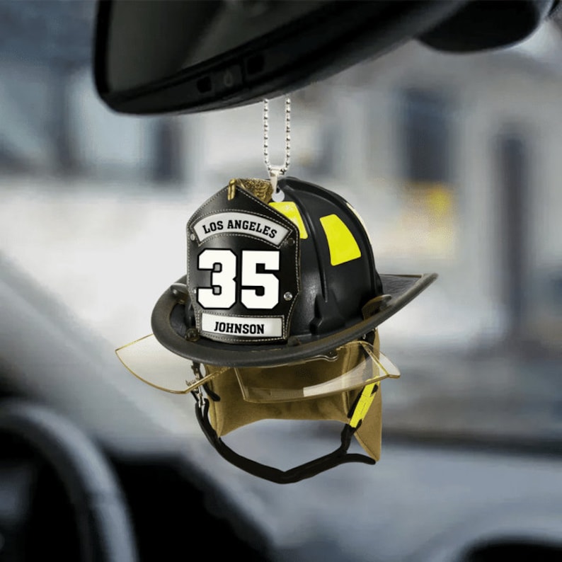 Personalized Firefighter Helmet Ornament, Proud Firefighter Ornament, Firefighter Gift, American Firefighter Ornament, Firefighter Keepsake