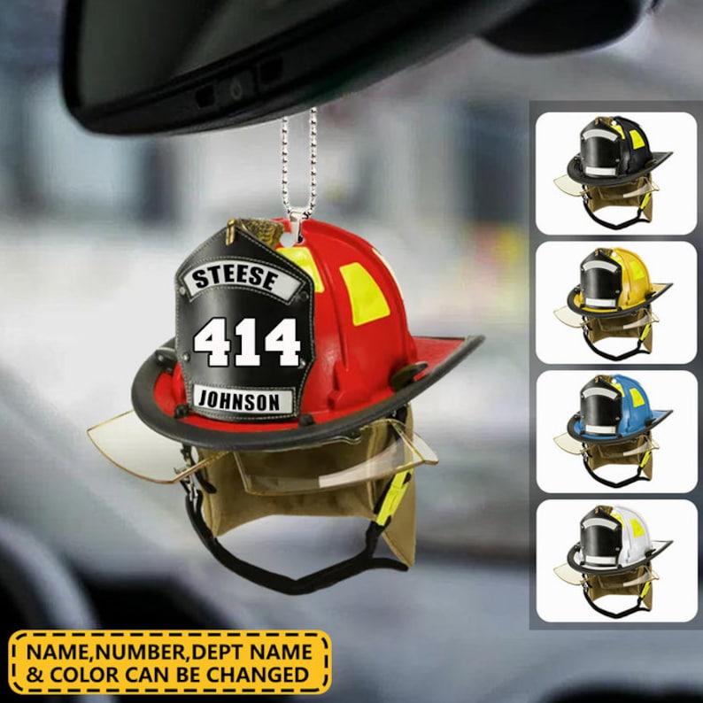 Personalized Firefighter Helmet Ornament, Proud Firefighter Ornament, Firefighter Gift, American Firefighter Ornament, Firefighter Keepsake