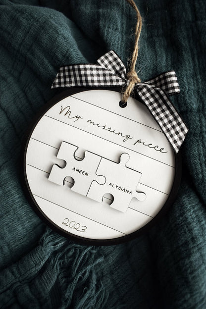 My Missing Piece Custom Engraved Couples Christmas Ornament Gift | Keepsake Puzzle Ornament | Sentimental Gift for Significant Other
