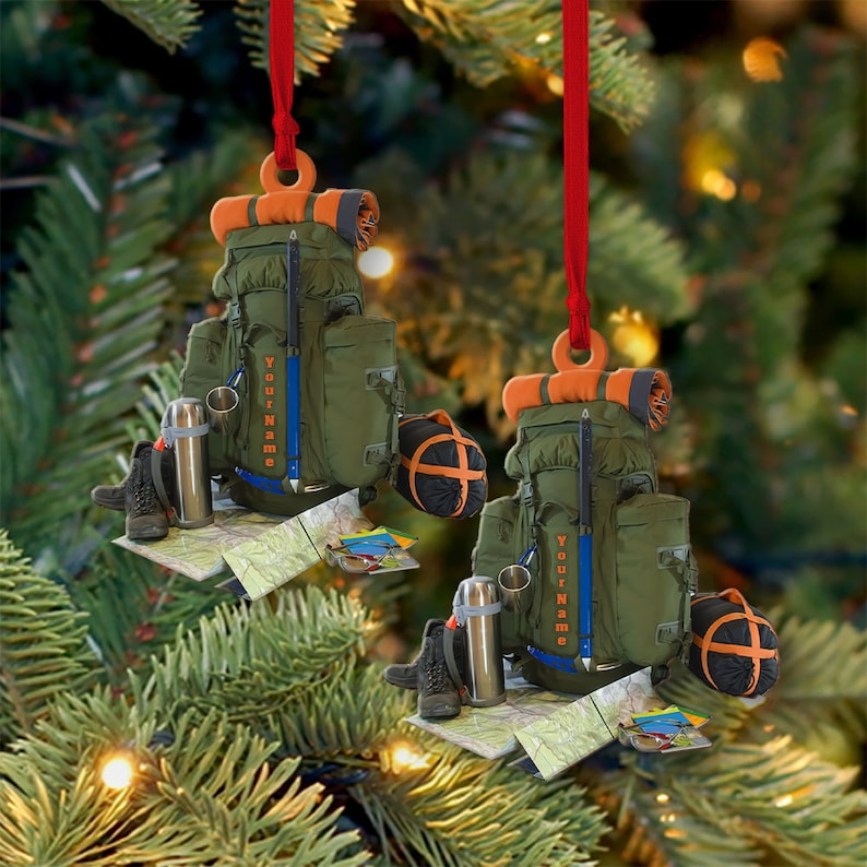 Personalized Hiking Bag Christmas Ornament ,Camping Lover Gift, Hiking Lover Ornament 2024, Keepsake Gift For Camper, Hiking Decor Gift.