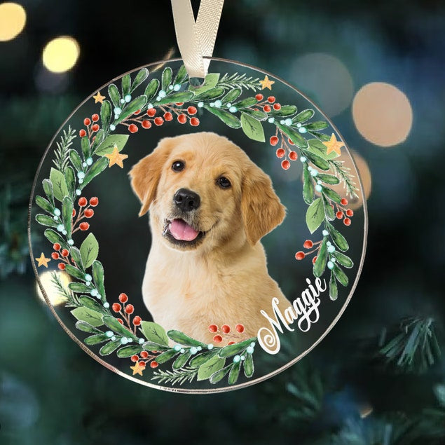 Personalized Dog Photo Christmas Ornament, Customized Dog Ornament, Dog Memorial Ornament, Custom Pet Photo Gifts, Christmas Pet Ornaments