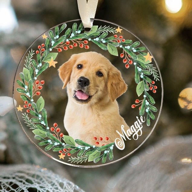 Personalized Dog Photo Christmas Ornament, Customized Dog Ornament, Dog Memorial Ornament, Custom Pet Photo Gifts, Christmas Pet Ornaments
