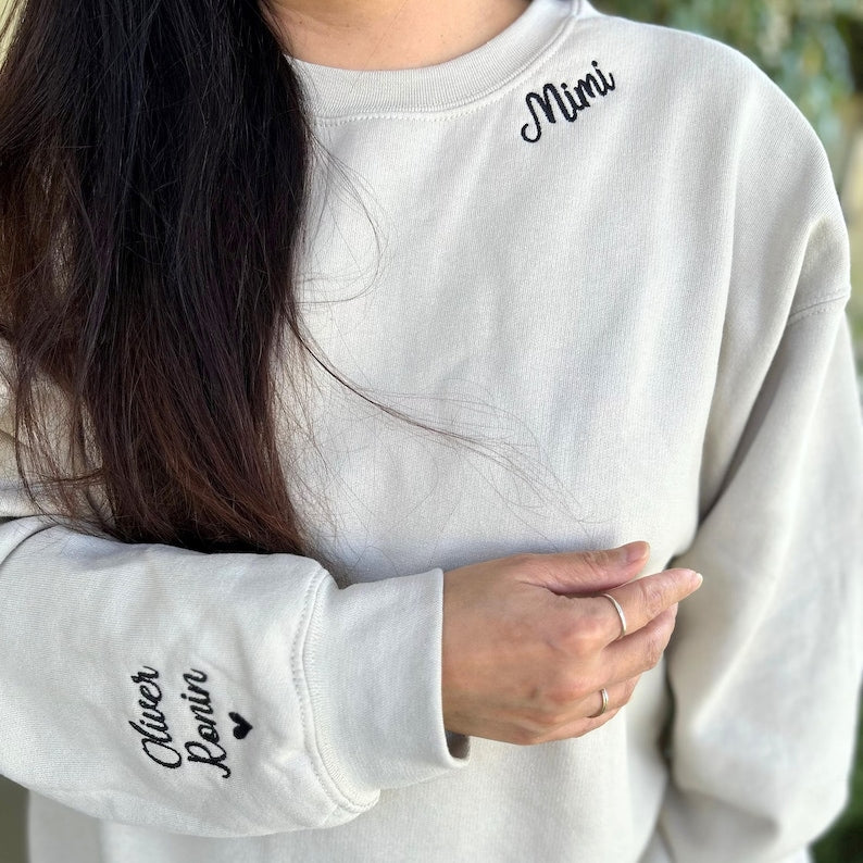 Personalized Embroidered Grandma Shirt with Grandkids