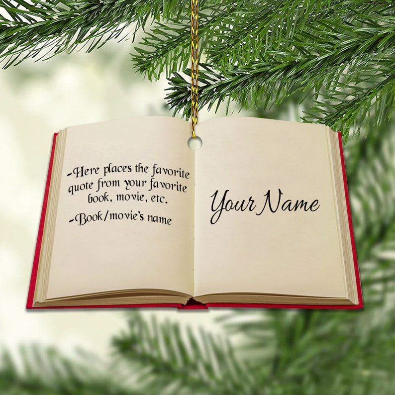 Personalized Reading Book Christmas Ornaments, Book Christmas Ornament, Librarian Book Ornament, Gift Reading Book Lover, More Book Ornament