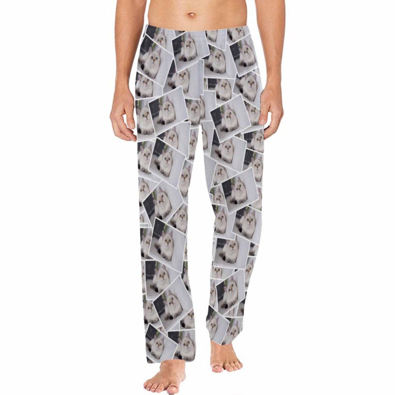 Customized Pajama Pants with Photo,Collage Photo Pants,Pictures Printed Pajama,Men's Pajama Bottoms,Gift for him,Birthday Day gift