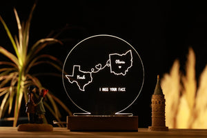 Custom Two Map Night Light for Couples - Gift for Her/Him - Long Distance Relationship Gift - Going Away Gift - Couple Gift - Christmas Gift