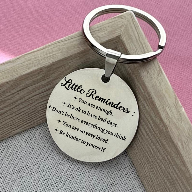 Custom Positive Reminder Aluminium Keychain - Personalized Inspirational Affirmation Keychain - Christmas Gift