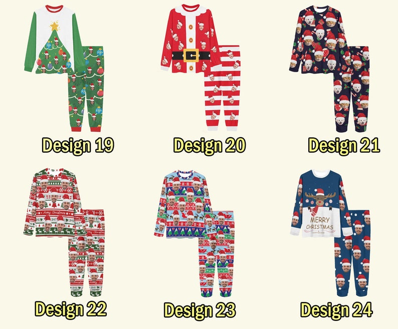 Custom Face Pajama Set Personalized Dog Photo Pajamas Men Women Boys Girls Long Pajamas Bridal Party Pj Gift for Family Lover Christmas