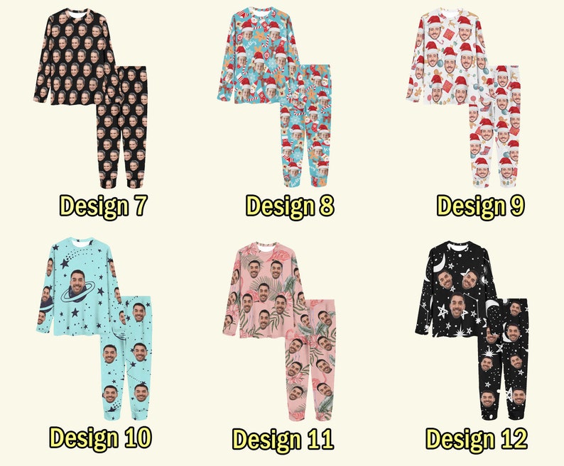 Custom Face Pajama Set Personalized Dog Photo Pajamas Men Women Boys Girls Long Pajamas Bridal Party Pj Gift for Family Lover Christmas