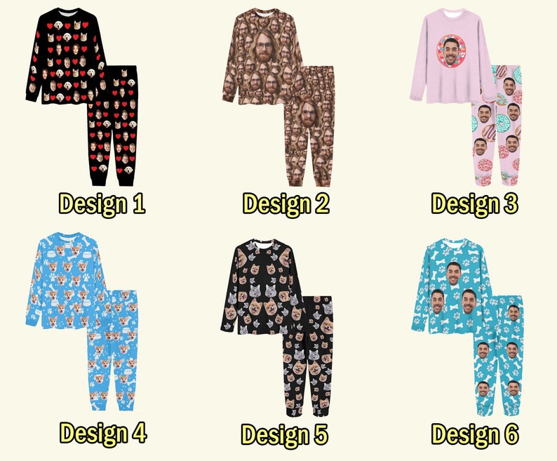 Custom Face Pajama Set Personalized Dog Photo Pajamas Men Women Boys Girls Long Pajamas Bridal Party Pj Gift for Family Lover Christmas