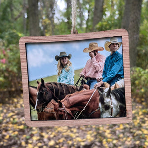 Personalized Picture Ornament wood photo frame Wooden State Christmas Ornament