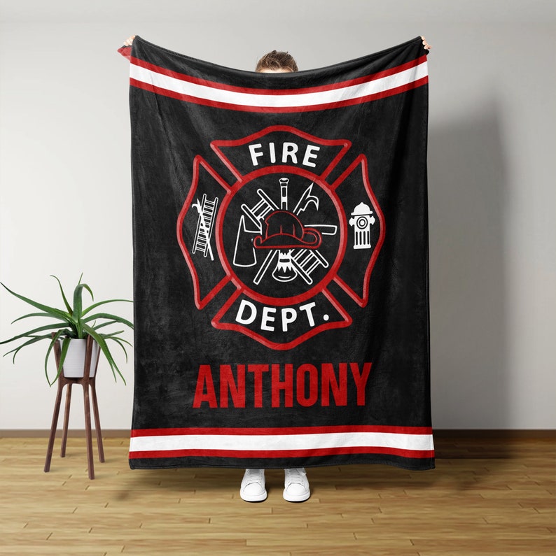 Custom Firefighter Blanket, Gift For Firefighter, Firefighter Thin Red Line Throw Blanket, Firefighter Gifts, Fire Department Gifts.